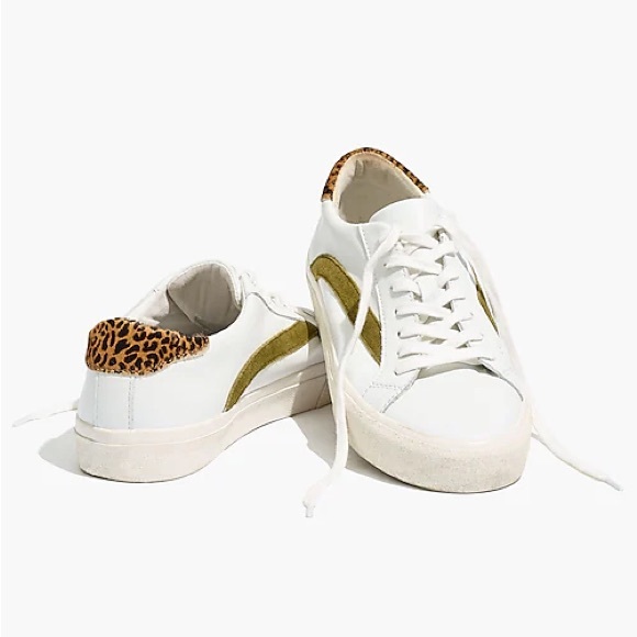Madewell Shoes - Madewell AE242 White Leather Calf Hair Sidewalk Low-Top Sneakers Size 8